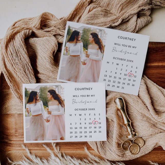 Vorlage für den Foto-Kalender in Bridesmaid (Bridesmaid Proposal Photo Calendar Template)