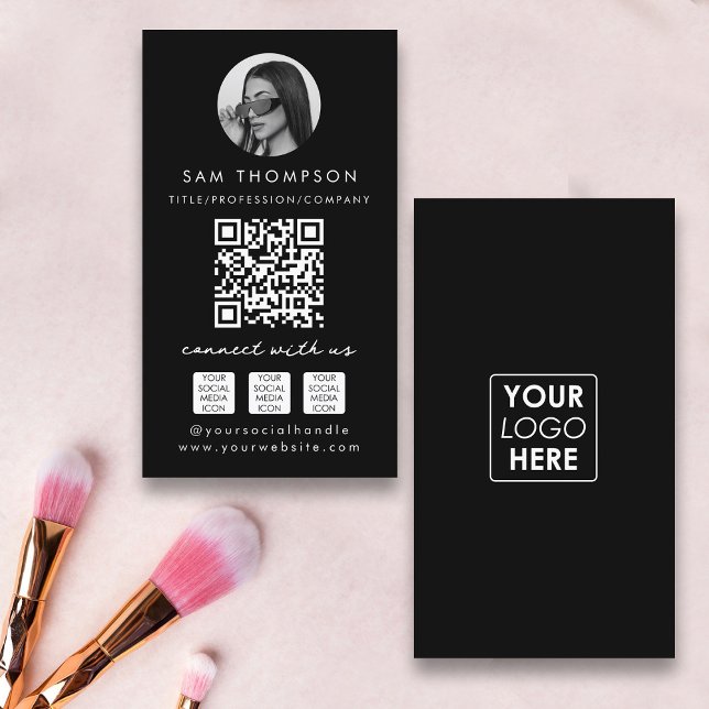 Vorlage für den Influenzavorlageneditor für das Sc Visitenkarte (Black Photo Influencer Template Business Card)