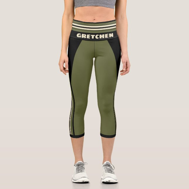 Vorlage für den Namen des grünen und schwarzen Rac Capri Leggings (Vorderseite)