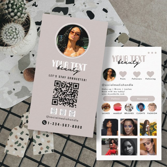 Vorlage für den QR-Code des Fotos Influencer Socia Visitenkarte (Influencer Photo Social Media QR Code Template Business Card)