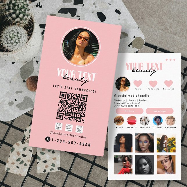 Vorlage für den QR-Code des Fotos Influencer Socia Visitenkarte (Influencer Photo Social Media QR Code Template Business Card)