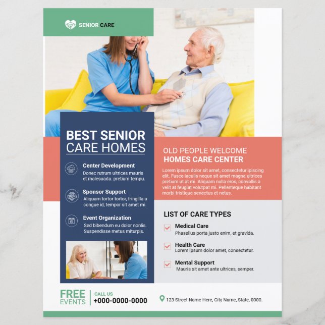 Vorlage für den Senior Care Service Flyer (Vorderseite)