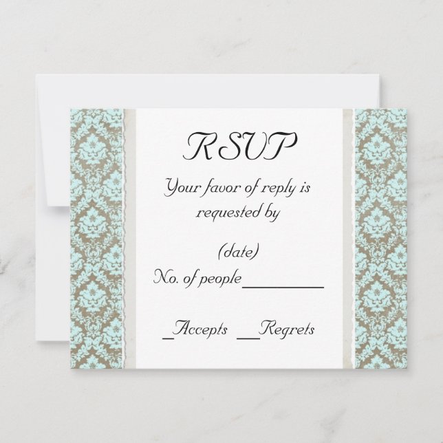 Vorlage für die Aqua Damask RSVP-Karte (Vorderseite)