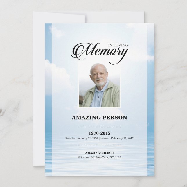 Vorlage für die Beerdigungskarte (Vorderseite)