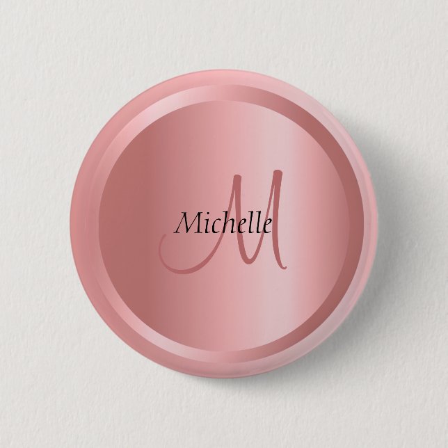 Vorlage für die benutzerdefinierte Rose Gold Monog Button (Vorderseite)