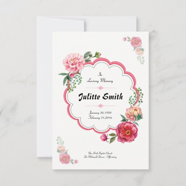 Vorlage für die Bestattungskarte (Vorderseite)