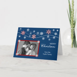 Vorlage für die Blue & Red Foto Holiday Gruß Card