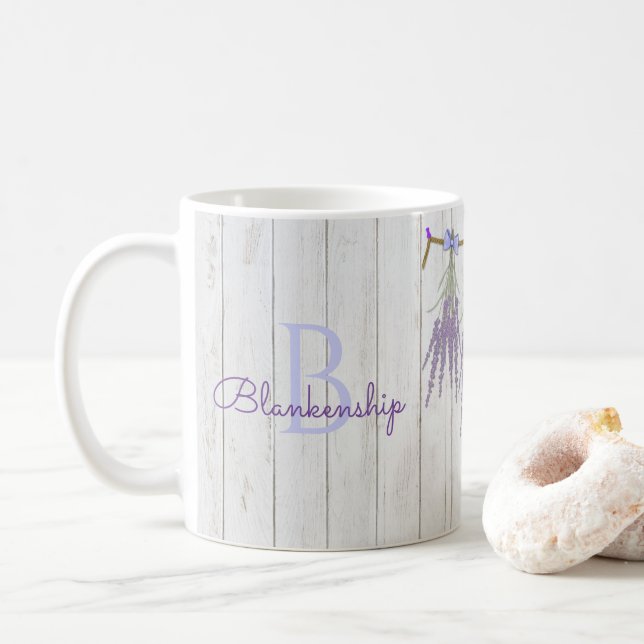 Vorlage für die Blume der rustikalen Lavendel Kaffeetasse (Mit Donut)