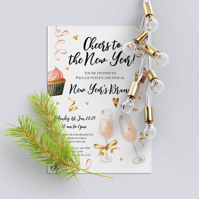 Vorlage für die Brunch-Party Einladung im neuen Ja (New Year Brunch Party Invitation Template)