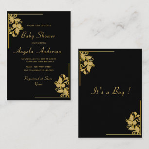 Vorlage für die Einladung von Black and Gold Baby-