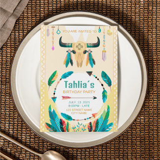 Vorlage für die Einladung von Indianern Boho zum G