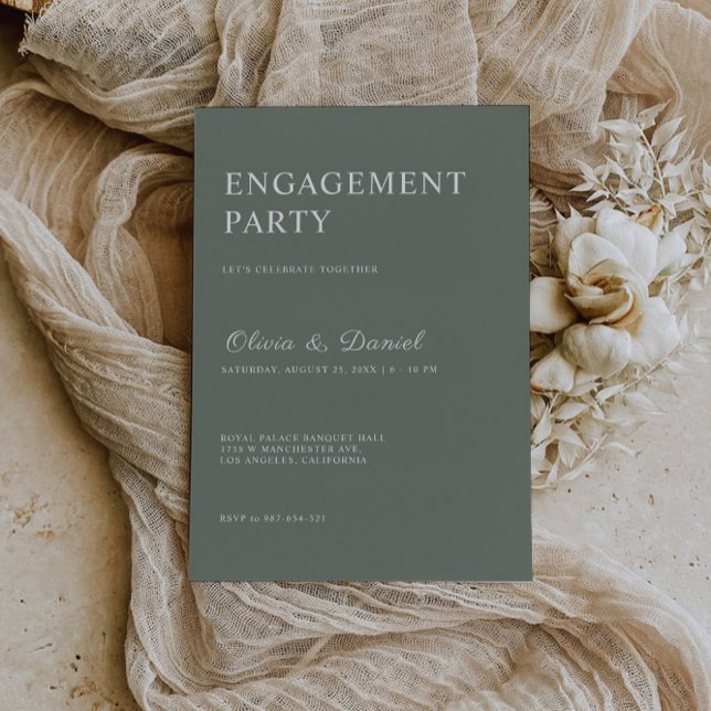 Vorlage für die Einladung zur grünen Verlobung der (Sage Green Engagement Invitation Template)