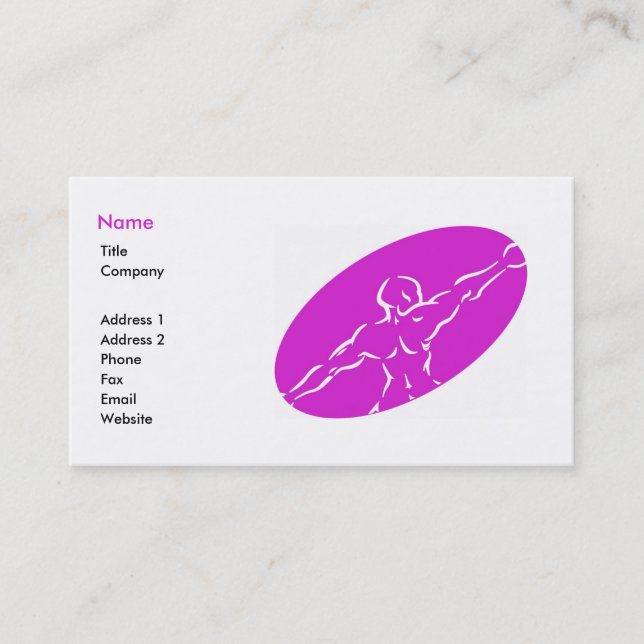 Vorlage für die Fitness Business Card - Magenta Visitenkarte (Vorderseite)