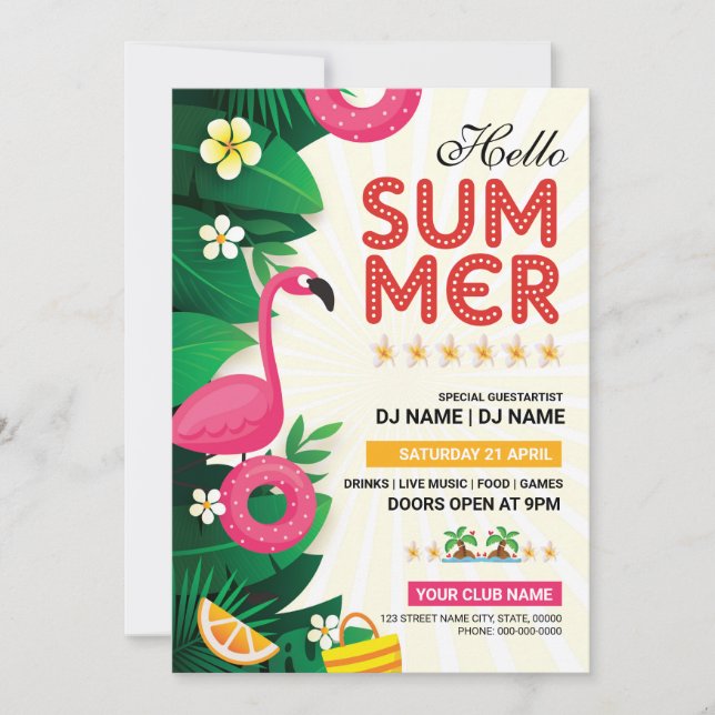 Vorlage für die Flyer der Summer Party Einladung (Vorderseite)