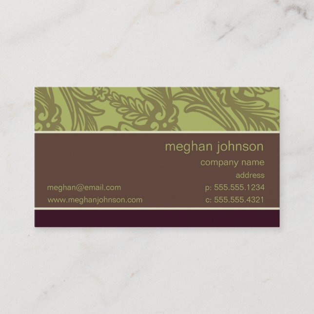 Vorlage für die Geblüht Olive Chic Business Card Visitenkarte (Vorderseite)