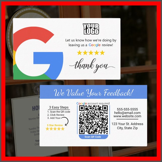 Vorlage für die Google Review Card mit QR-Code Lin Visitenkarte (Von Creator hochgeladen)