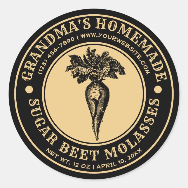 Vorlage für die hausgemachte Zuckerrübenmelasse Runder Aufkleber (Vorderseite)