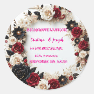 Vorlage für die Hochzeit Runder Aufkleber