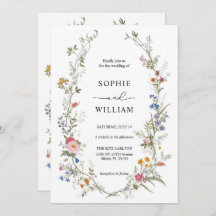 Vorlage für die Hochzeit von Wildblumen, druckbar