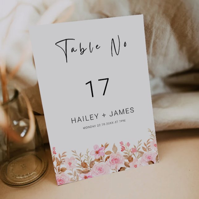 Vorlage für die Hochzeitstichtabelle der Rose (Rose Wedding table card Template)