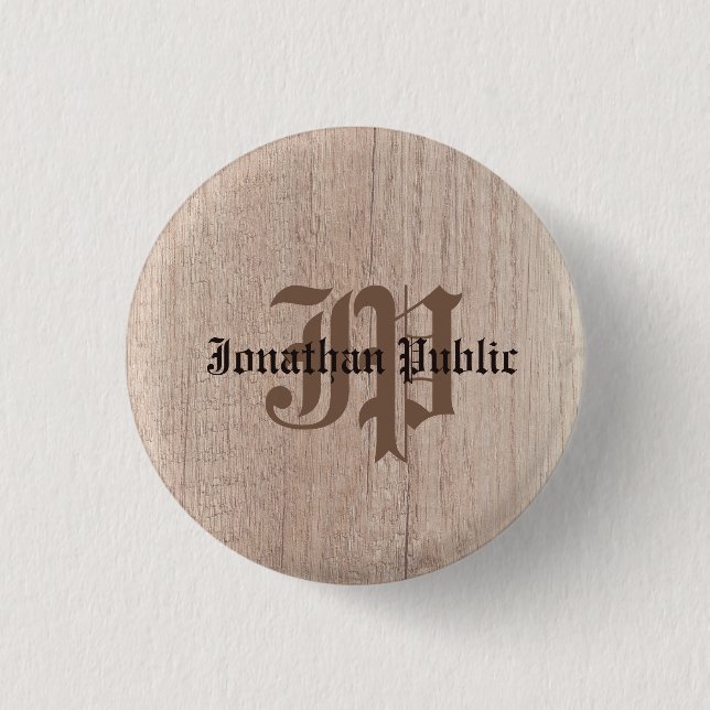 Vorlage für die Holzschau auf mit Monogramm Planke Button (Vorderseite)