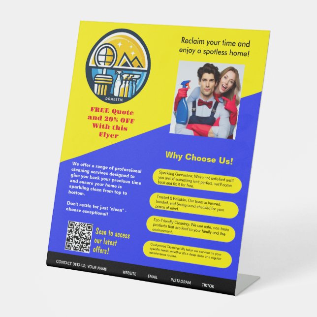 ⭐️ Vorlage für die interne Reinigung von Unternehm Sockelschild (Vorderseite)