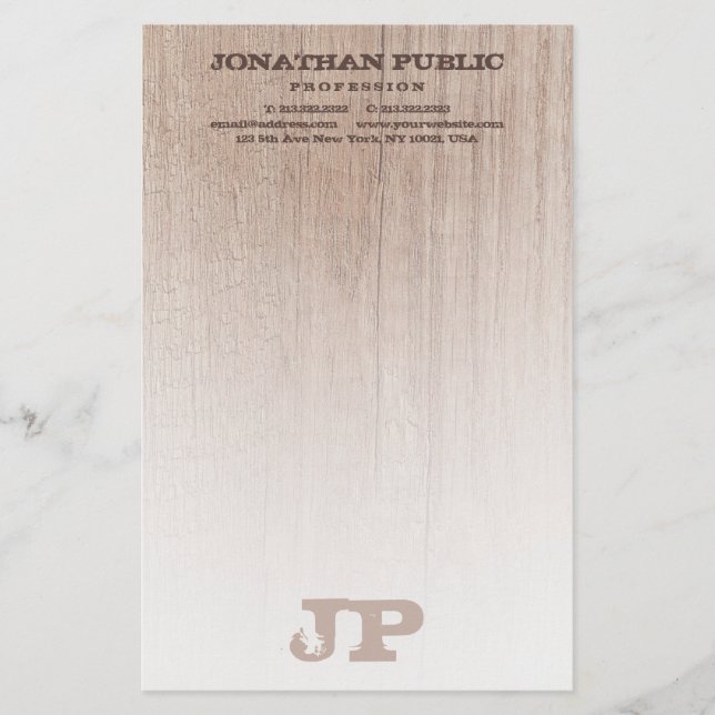 Vorlage für die mit Monogramm Braunholzplatte Briefpapier (Vorderseite)