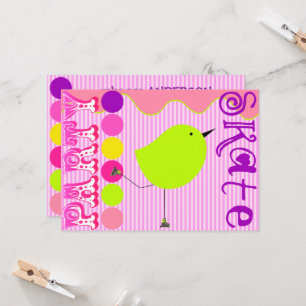 Vorlage für die Party Einladung von Girl-Skaten