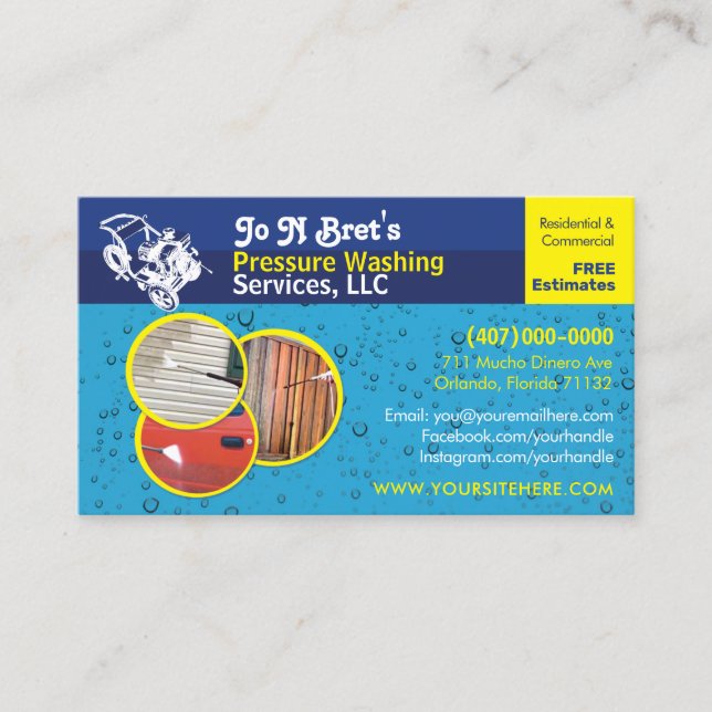 Vorlage für die "Pressure Washing & Cleaning Busin Terminkarte (Vorderseite)