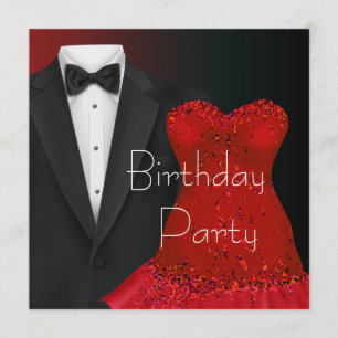 Vorlage für die Red Dress Party Einladung Black Tu