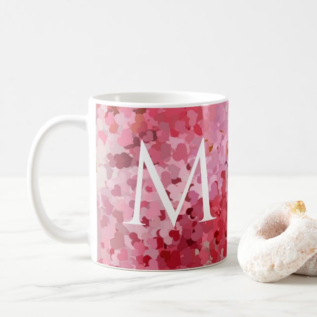 Vorlage für die rosa roten violetten Zeichensätze  Kaffeetasse (Mit Donut)