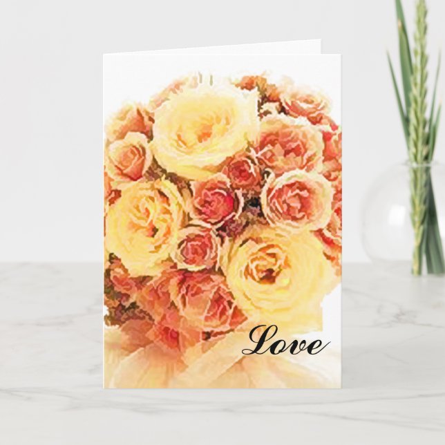 Vorlage für die Rose Wedding Bouquet Note Card (Vorderseite)
