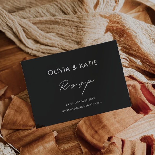 Vorlage für die RSVP-Karte für Schwarze Hochzeiten (Black Wedding RSVP Card Template)