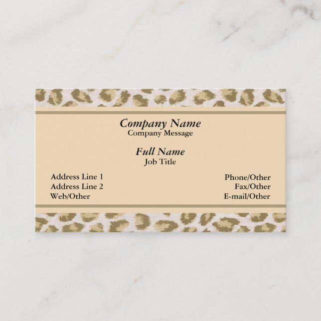 Vorlage für die "Trendy Leopard Business Card" Visitenkarte (Vorderseite)
