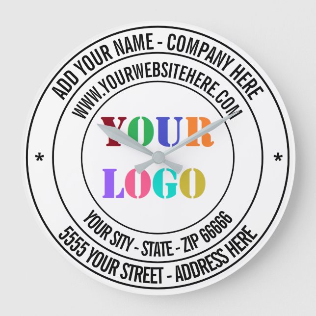 Vorlage für die unternehmensspezifische Logokombin Große Wanduhr (Vorderseite)