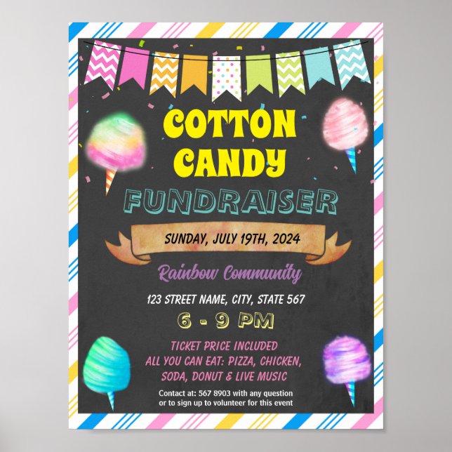 Vorlage für die Veranstaltung Cotton Candy Fundrai Poster (Vorne)