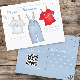 Vorlage für die Wäscheleine für Baby Boy Dusche Postkarte