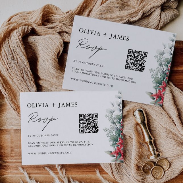 Vorlage für die Weihnachtskarte (Christmas Wedding RSVP Card Template)