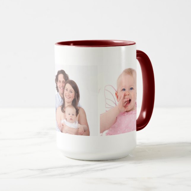 Vorlage für drei Fotos Personalisiert Tasse (VorderseiteRechts)