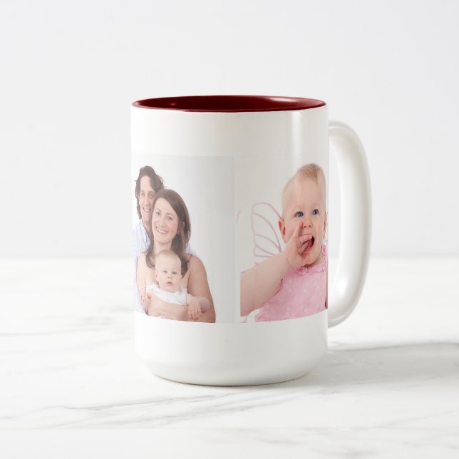 Vorlage für drei Fotos Personalisiert Zweifarbige Tasse (VorderseiteRechts)