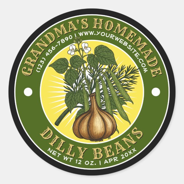 Vorlage für ein hausgemachtes Dilly-Beans-Kunsteti Runder Aufkleber (Vorderseite)