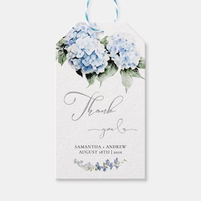 Vorlage für eine personalisierte Hydrangea-Hochzei Geschenkanhänger (Vorderseite)