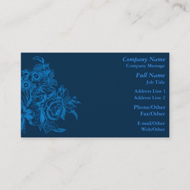 Vorlage für eine schöne Blue Blume Business Card Visitenkarte (Vorderseite)