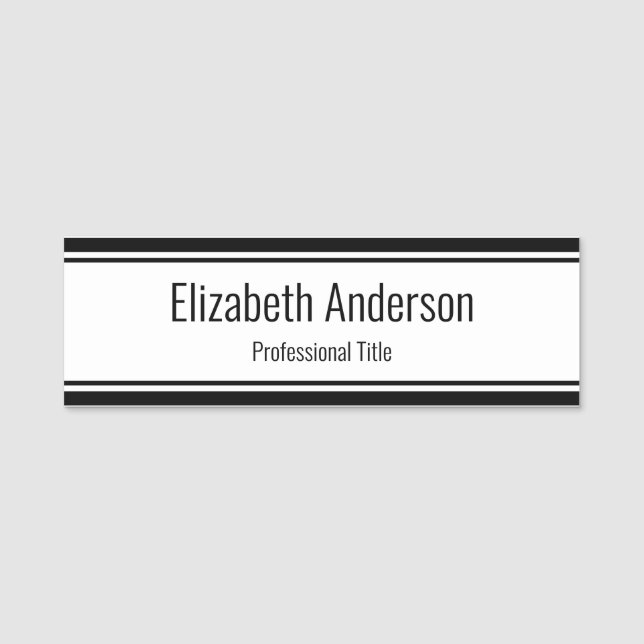 Vorlage für einfachen schwarzen und weißen Arbeits Namensschild (Vorderseite)
