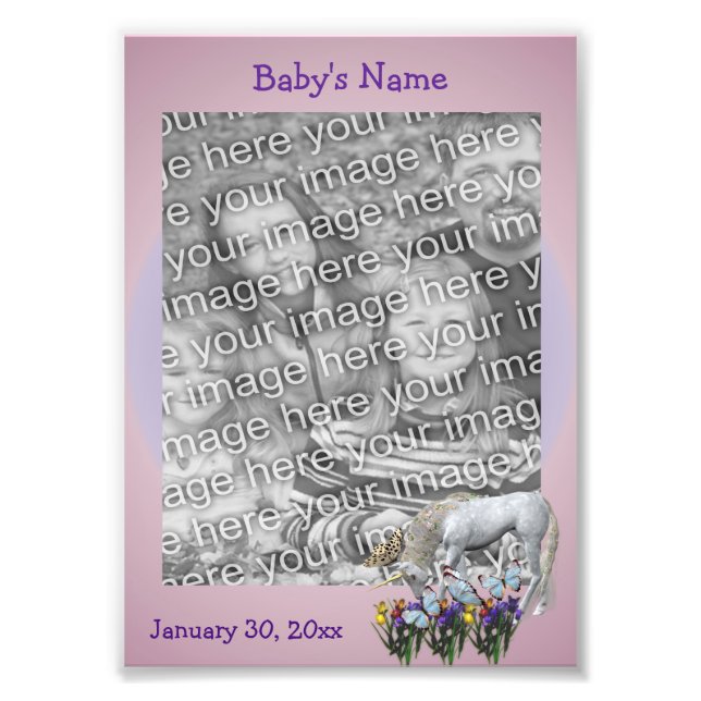 Vorlage für Einhorn und Schmetterlinge Fotodruck (Vorne)