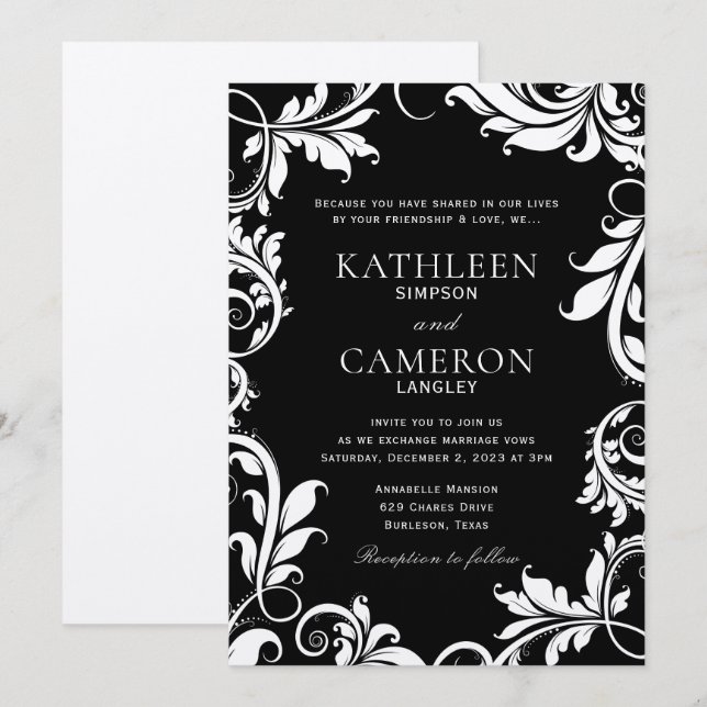 Vorlage für einladende Blätter | Black & Ecru (Vorne/Hinten)