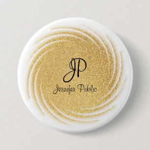 Vorlage für elegante Imitate Gold Glitzer Monogram Button