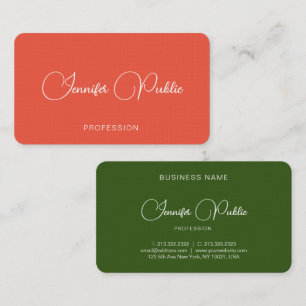 Vorlage für elegante Orange- und grüne Kalligrafie Visitenkarte