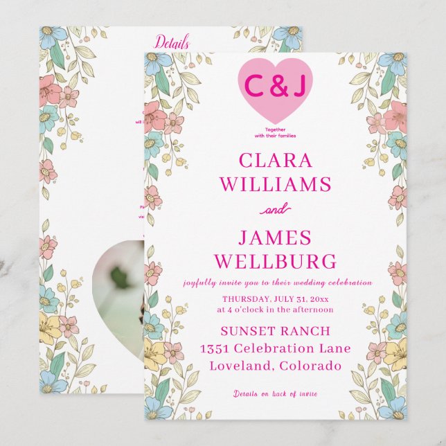 Vorlage für elegante Pastel-Floral (Vorne/Hinten)