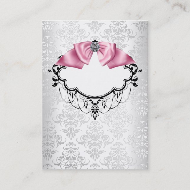 Vorlage für elegante weiße Damask-Visitenkarte Visitenkarte (Vorderseite)